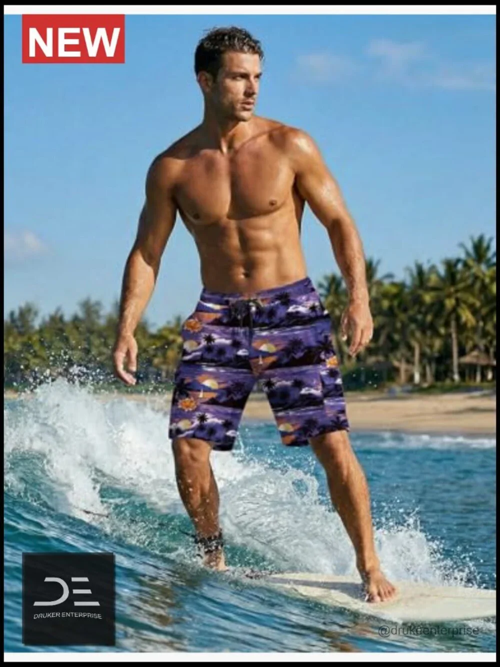 Men's Swim Trunks with Compression Liner 2 in 1 Board Shorts Quick Dry with